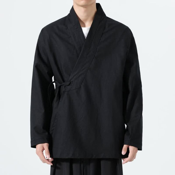 Buddha Stones Kimono da uomo a tinta unita, stile minimalista, con coulisse, per l'autunno. - image 7