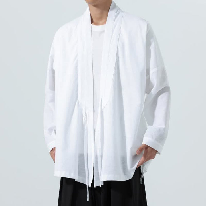 Buddha Stones Kimono da uomo a tinta unita, stile minimalista, con coulisse, per l'autunno. - image 19