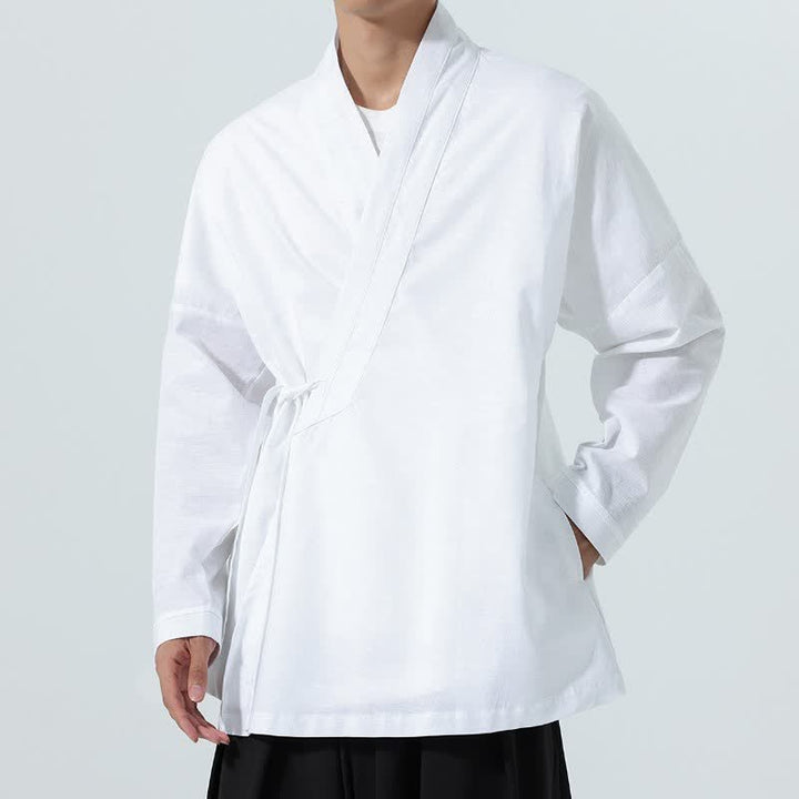 Buddha Stones Kimono da uomo a tinta unita, stile minimalista, con coulisse, per l'autunno. - image 23