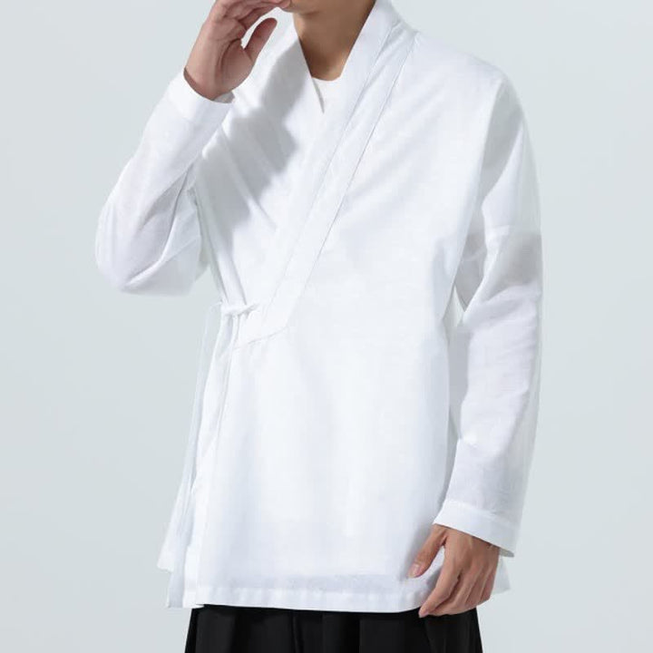 Buddha Stones Kimono da uomo a tinta unita, stile minimalista, con coulisse, per l'autunno. - image 24