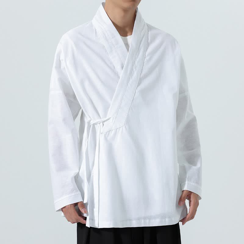 Buddha Stones Kimono da uomo a tinta unita, stile minimalista, con coulisse, per l'autunno. - image 22