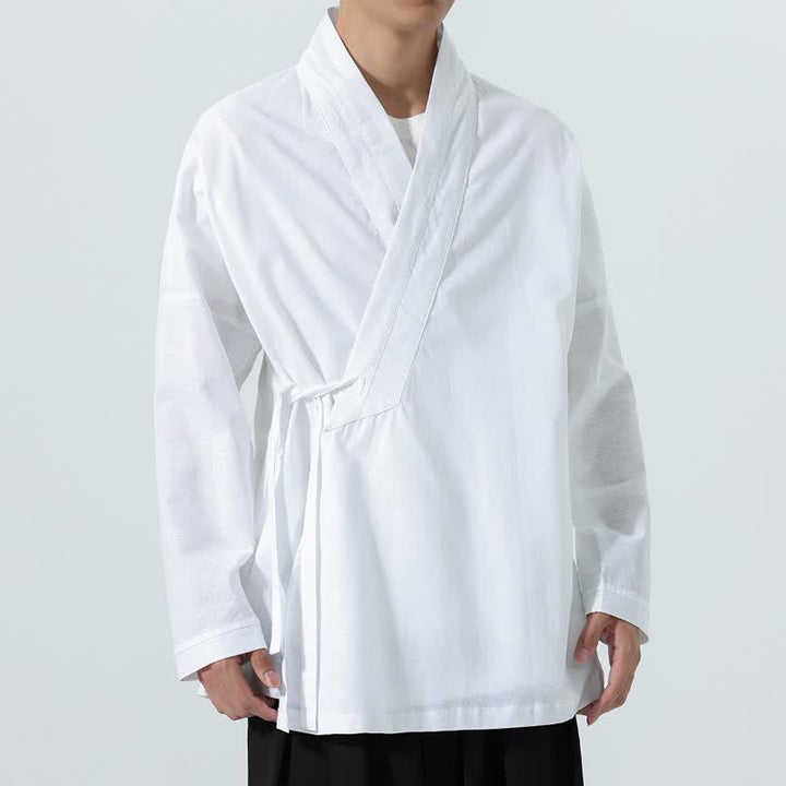 Buddha Stones Kimono da uomo a tinta unita, stile minimalista, con coulisse, per l'autunno. - image 22