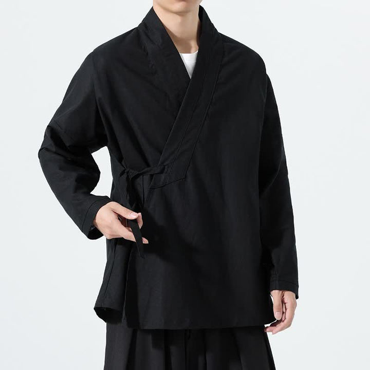 Buddha Stones Kimono da uomo a tinta unita, stile minimalista, con coulisse, per l'autunno. - image 11