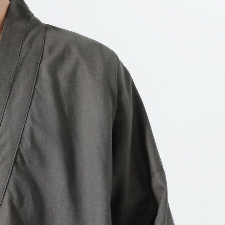 Buddha Stones Kimono da uomo a tinta unita, stile minimalista, con coulisse, per l'autunno. - image 3
