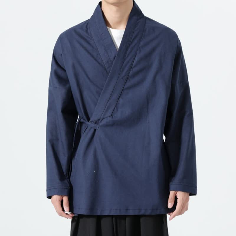 Buddha Stones Kimono da uomo a tinta unita, stile minimalista, con coulisse, per l'autunno. - image 15