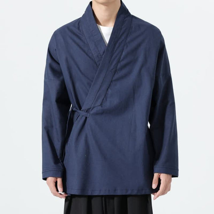 Buddha Stones Kimono da uomo a tinta unita, stile minimalista, con coulisse, per l'autunno. - image 15