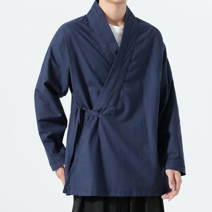 Buddha Stones Kimono da uomo a tinta unita, stile minimalista, con coulisse, per l'autunno. - image 17