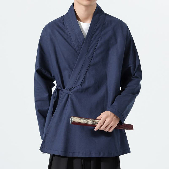 Buddha Stones Kimono da uomo a tinta unita, stile minimalista, con coulisse, per l'autunno. - image 16