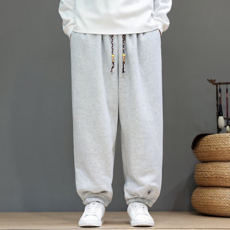 Buddha Stones Pantaloni da uomo a gamba affusolata, minimalisti, sportivi, con coulisse, tinta unita, per autunno/inverno. - image 1