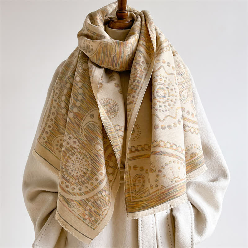 Buddha Stones Sciarpa con nappe a fantasia floreale Paisley autunnale in stile barocco con anacardi - image 13