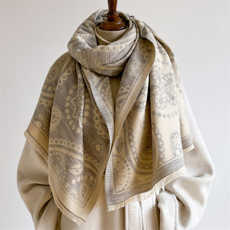 Buddha Stones Sciarpa con nappe a fantasia floreale Paisley autunnale in stile barocco con anacardi - image 11