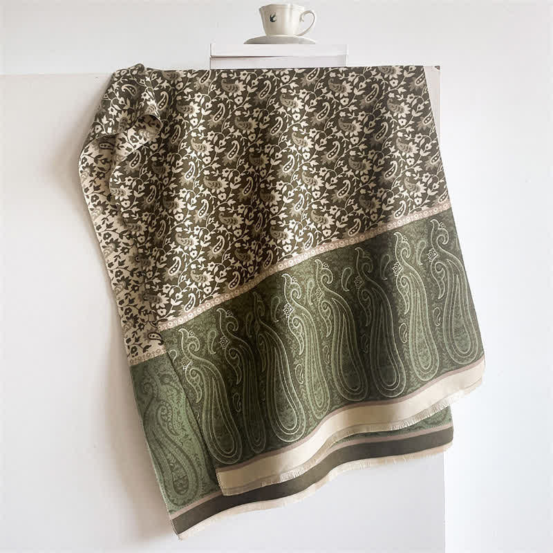Buddha Stones Sciarpa reversibile con motivo floreale paisley a tralci, ideale per primavera e autunno. - image 1