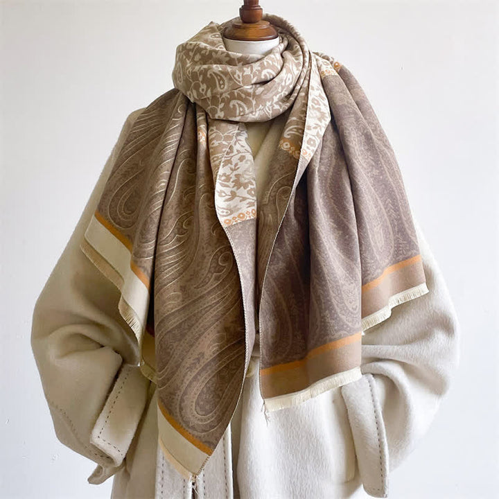Buddha Stones Sciarpa reversibile con motivo floreale paisley a tralci, ideale per primavera e autunno. - image 5