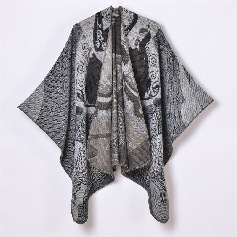 Buddha Stones Autunno Inverno Koi Pesci Nuvole Sciarpa morbida drappeggiata orientale - Grigio tenue - 130x150 cm - image 10