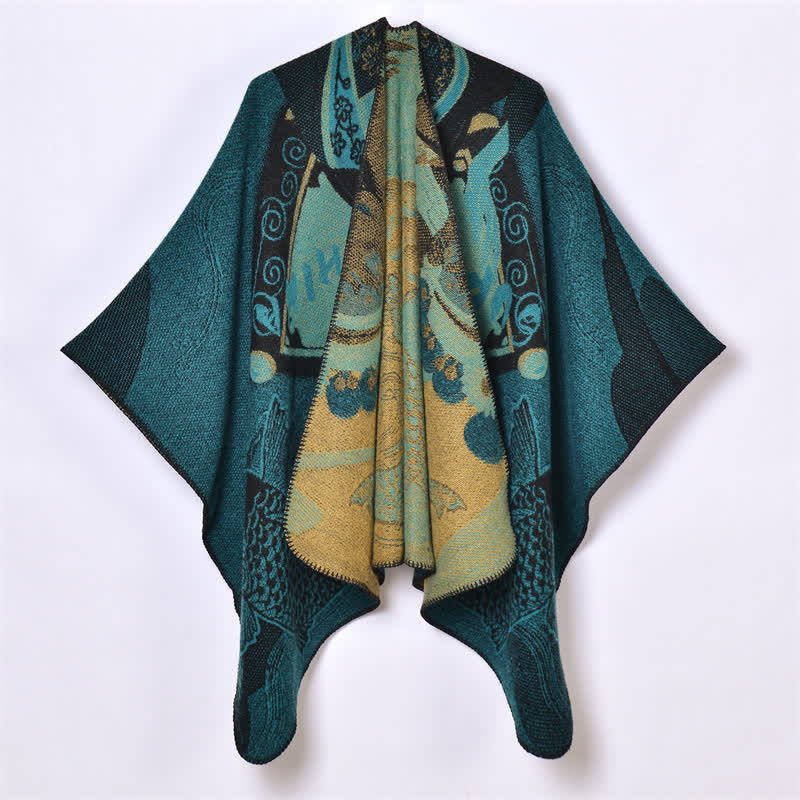 Buddha Stones Autunno Inverno Koi Pesci Nuvole Sciarpa morbida drappeggiata orientale - Cadetto Blu - 130x150 cm - image 27
