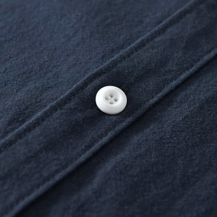 Buddha Stones Camicia da uomo a maniche lunghe in cotone tinta unita, stile primaverile, casual e minimalista, con bottoni. - image 8