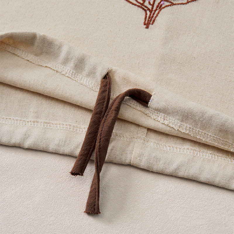 T-shirt da donna a maniche corte con scollo rotondo e coulisse, con ricamo di un albero e motivo Buddha Stones. - image 36