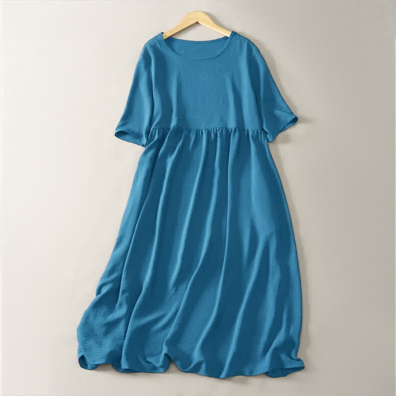 Abito estivo casual minimalista da donna a maniche corte con tasca, con motivo Buddha Stones. - SteelBlue - US8-10, UK/AU12-14, EU40-42 (2XL) - image 0