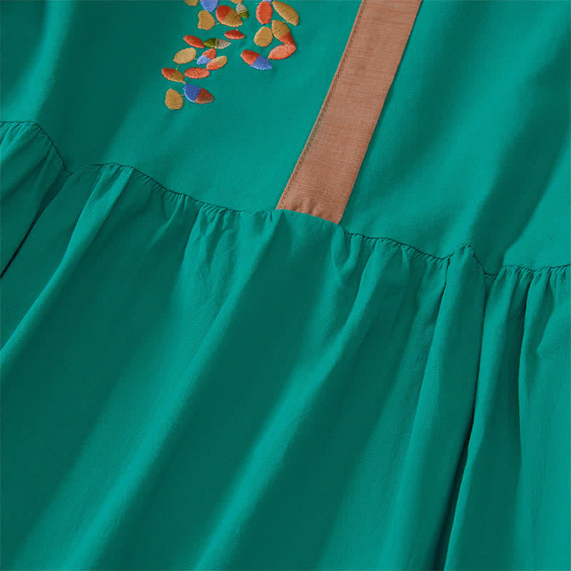 Abito midi da donna con maniche corte e ricami etnici primaverili a tema Buddha Stones. - image 18