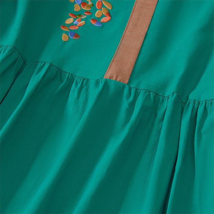 Abito midi da donna con maniche corte e ricami etnici primaverili a tema Buddha Stones. - image 18