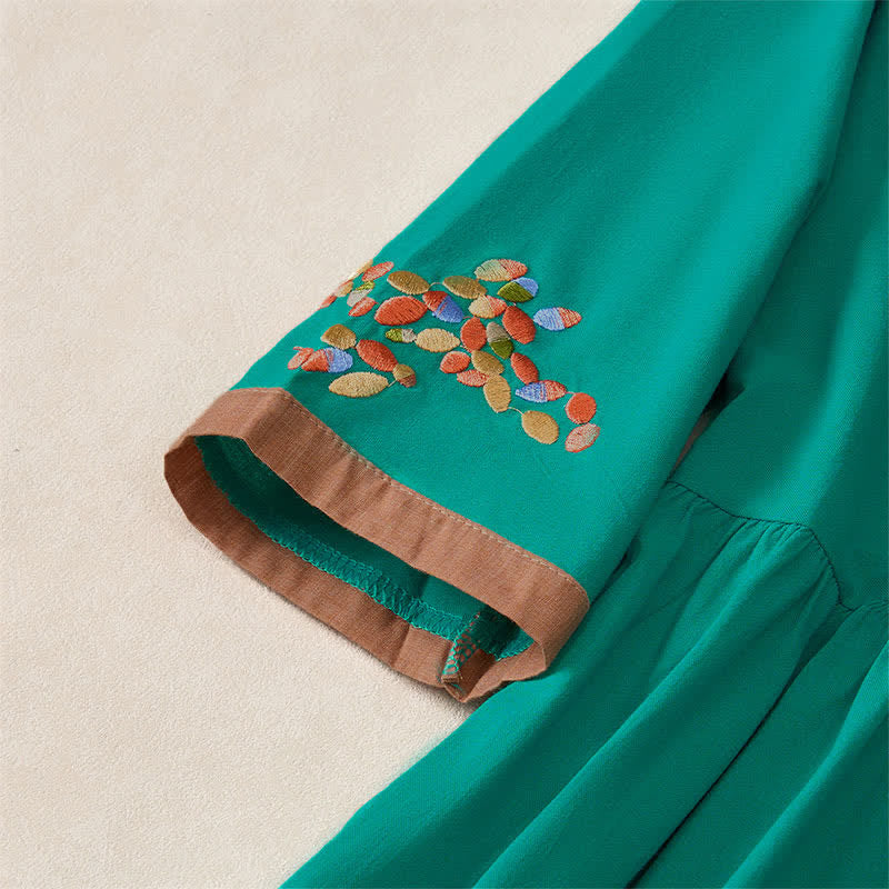 Abito midi da donna con maniche corte e ricami etnici primaverili a tema Buddha Stones. - image 17