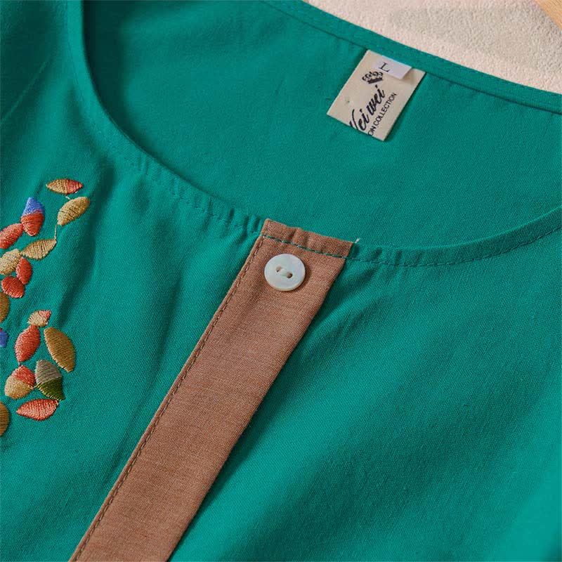 Abito midi da donna con maniche corte e ricami etnici primaverili a tema Buddha Stones. - image 16