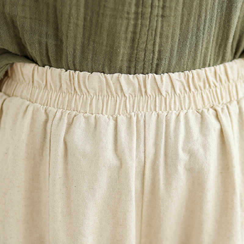 Pantaloni da donna a gamba larga, corti, in cotone, con inserti in pizzo e tasche , Buddha Stones Casual Plain Lace Splicing. - image 8