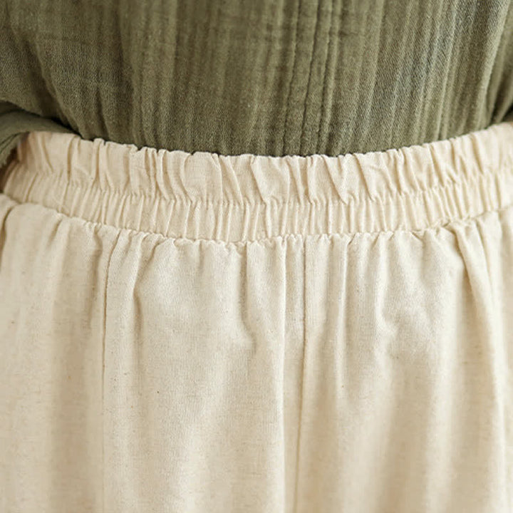 Pantaloni da donna a gamba larga, corti, in cotone, con inserti in pizzo e tasche , Buddha Stones Casual Plain Lace Splicing. - image 8