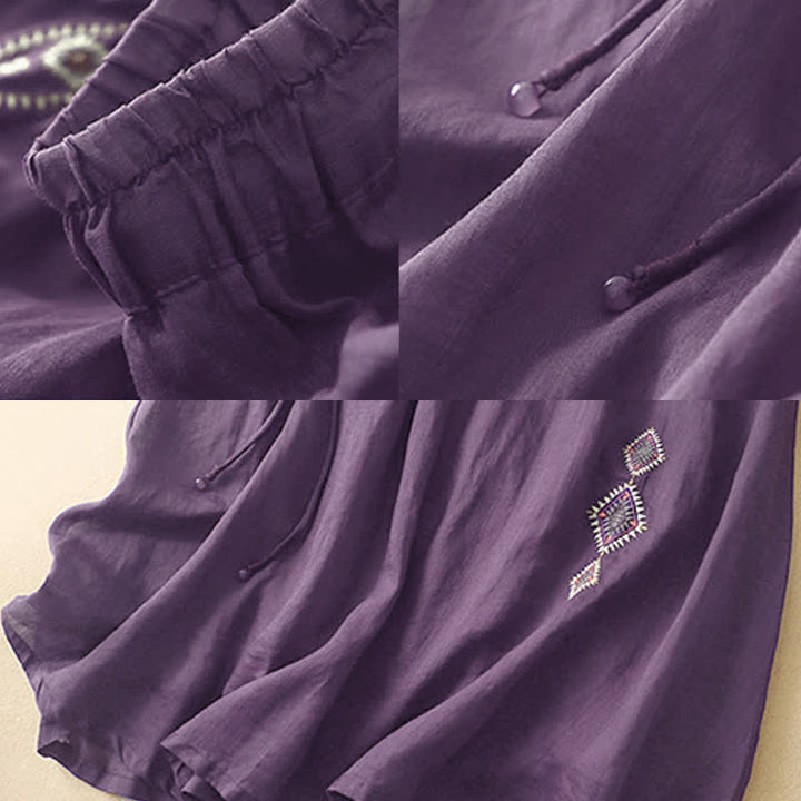 Gonna da donna di lunghezza 7-8 con ricamo etnico vintage a bottoni e motivo Buddha Stones. - image 2