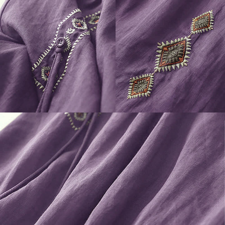Gonna da donna di lunghezza 7-8 con ricamo etnico vintage a bottoni e motivo Buddha Stones. - image 3