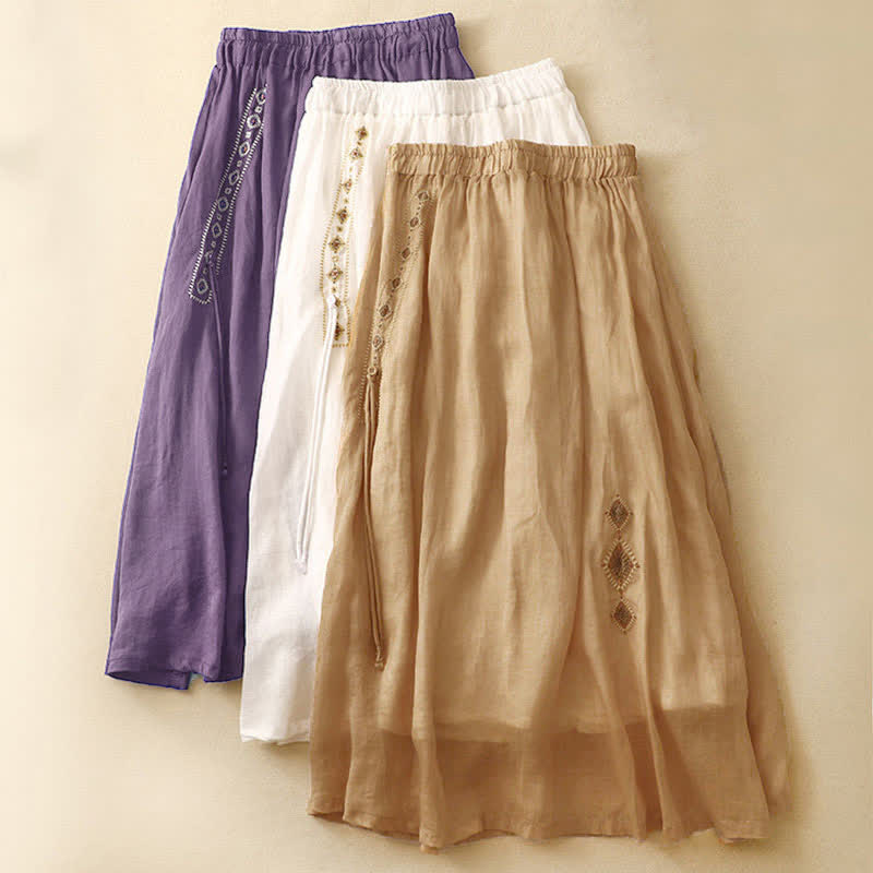 Gonna da donna di lunghezza 7-8 con ricamo etnico vintage a bottoni e motivo Buddha Stones. - image 15
