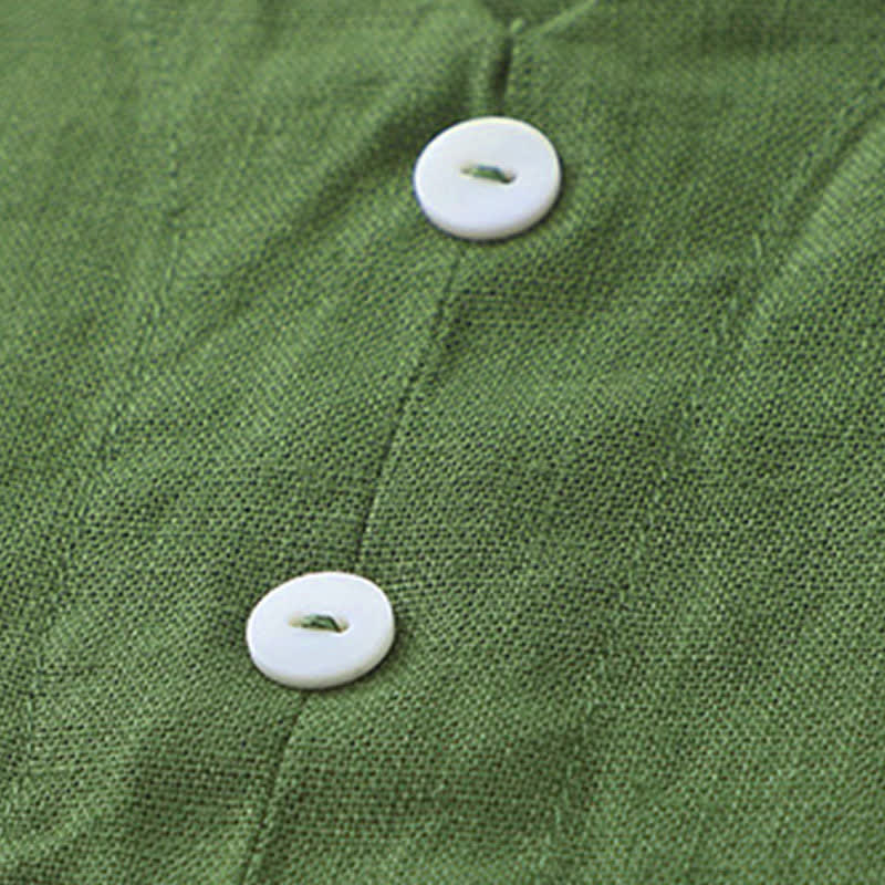 Abito midi senza maniche a tinta unita con scollo a V e bottoni semplici, modello Buddha Stones Daily Casual. - image 14