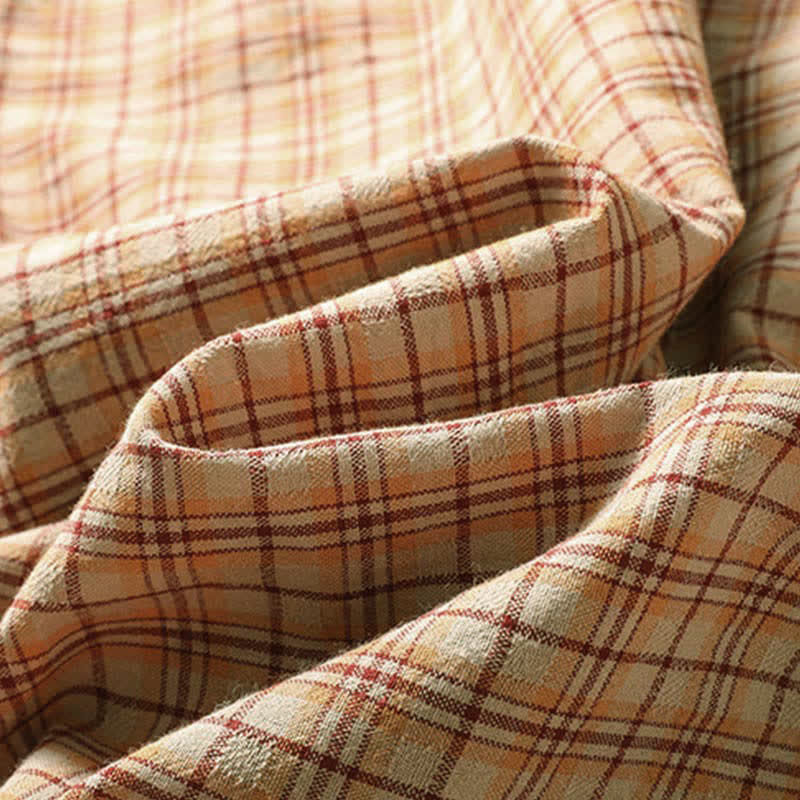 Buddha Stones Abito estivo casual da donna a quadri vintage con maniche a tre quarti e tasca - image 13