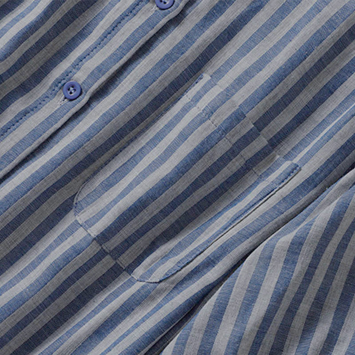 Buddha Stones Camicia da donna estiva casual a maniche corte a righe con bottoni e taschino applicato - image 27