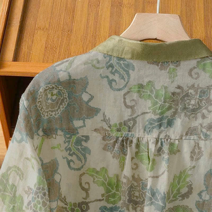 Buddha Stones Camicia da donna a maniche lunghe, stile vintage, con bottoni e stampa floreale, ideale per primavera/estate, casual e con taschino. - image 4