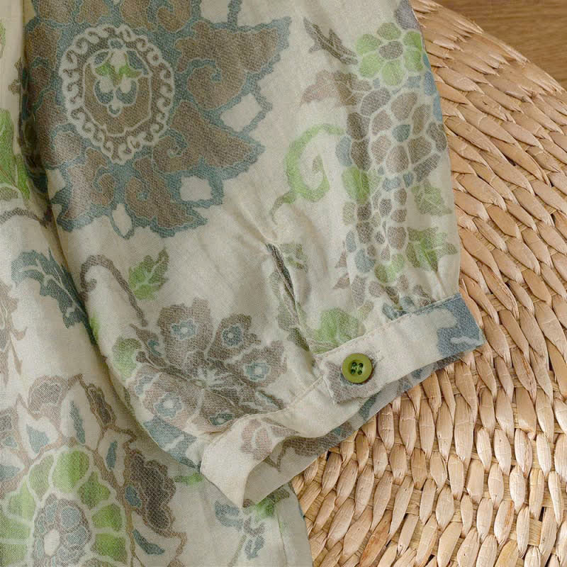 Buddha Stones Camicia da donna a maniche lunghe, stile vintage, con bottoni e stampa floreale, ideale per primavera/estate, casual e con taschino. - image 11
