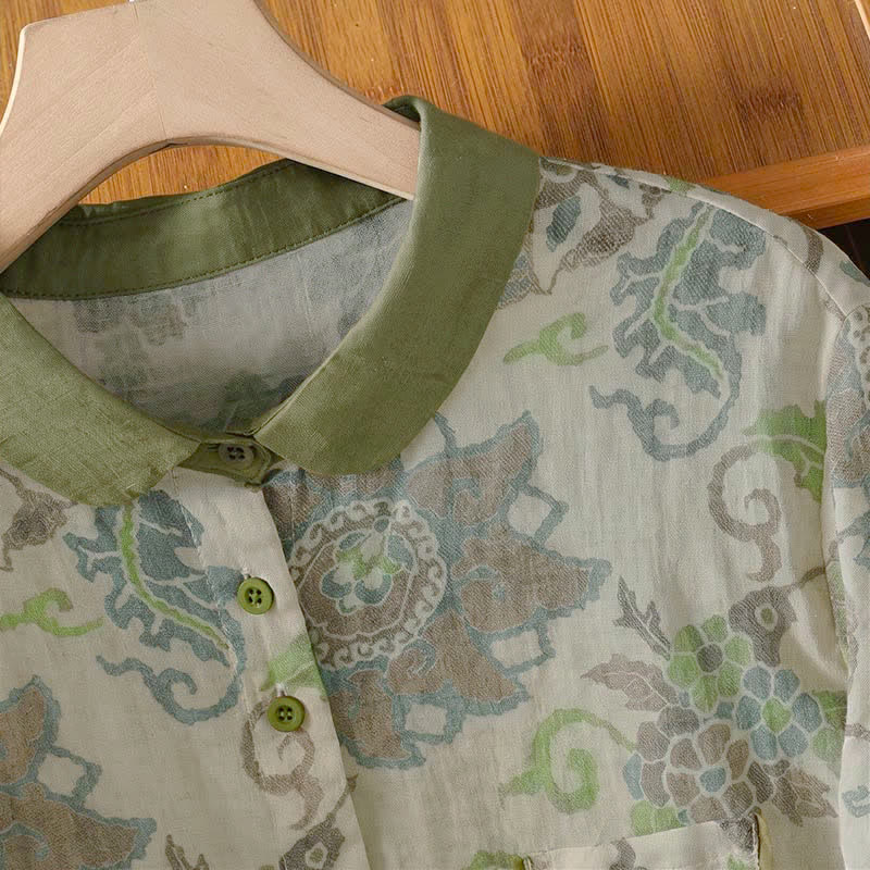 Buddha Stones Camicia da donna a maniche lunghe, stile vintage, con bottoni e stampa floreale, ideale per primavera/estate, casual e con taschino. - image 5