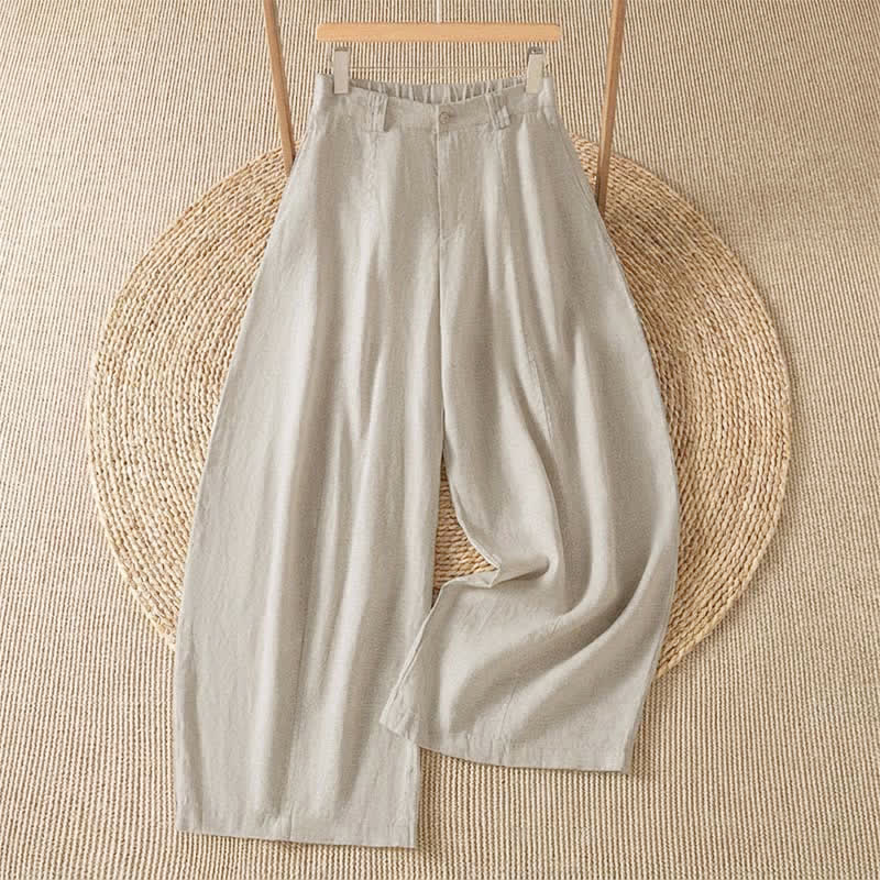 Buddha Stones Pantaloni casual primavera/estate a tinta unita con cerniera, modello alla caviglia, da donna a gamba larga con tasca. - Tan - US8-10, UK/AU12-14, EU40-42 (2XL) - image 0