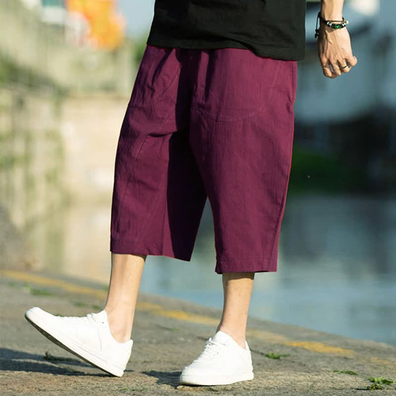 Pantaloni da uomo estivi con pieghe, coulisse e tasche, modello 7-8, con stampa Buddha Stones. - image 23