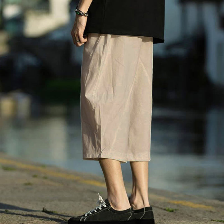 Pantaloni da uomo estivi con pieghe, coulisse e tasche, modello 7-8, con stampa Buddha Stones. - image 12
