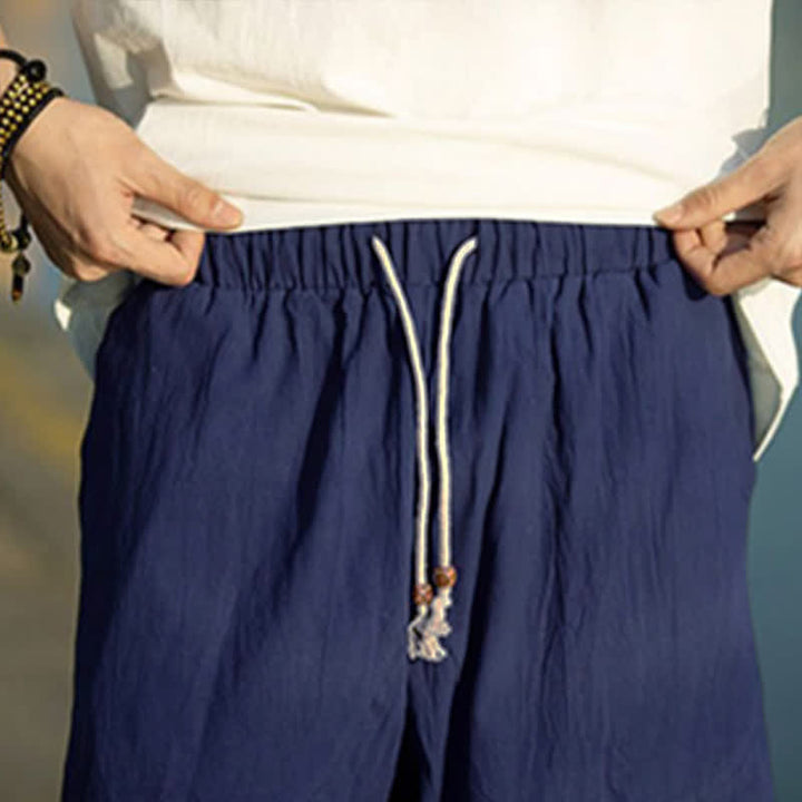 Pantaloni da uomo estivi con pieghe, coulisse e tasche, modello 7-8, con stampa Buddha Stones. - image 20