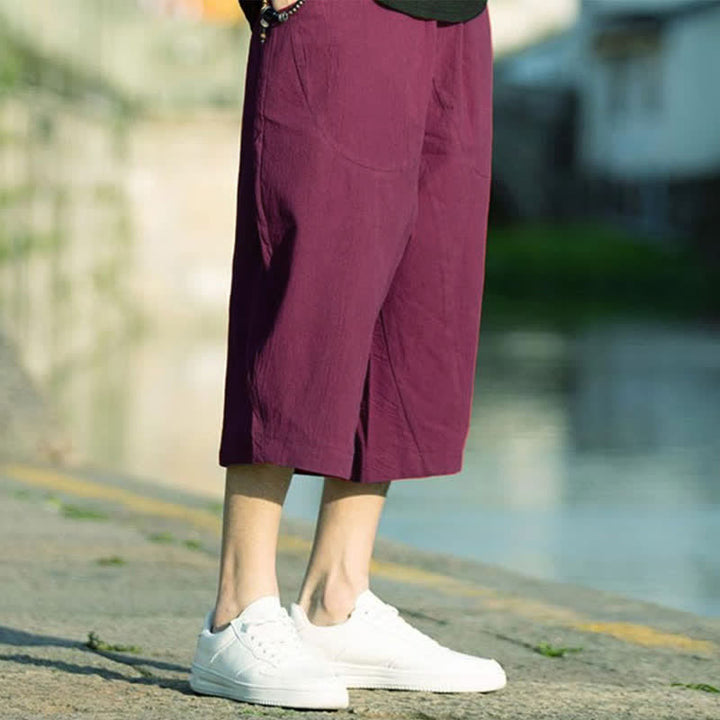 Pantaloni da uomo estivi con pieghe, coulisse e tasche, modello 7-8, con stampa Buddha Stones. - image 29
