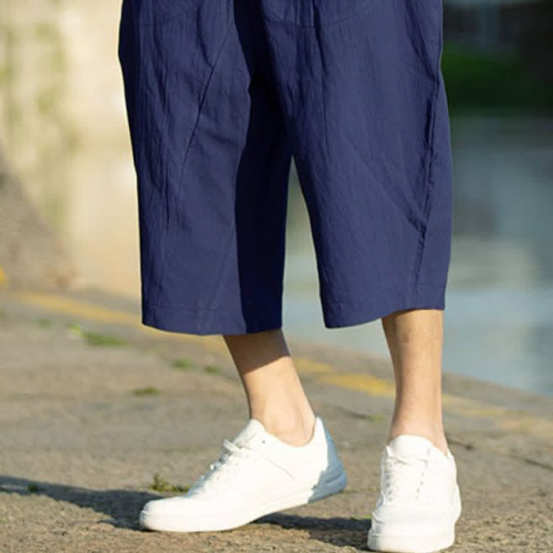 Pantaloni da uomo estivi con pieghe, coulisse e tasche, modello 7-8, con stampa Buddha Stones. - image 21