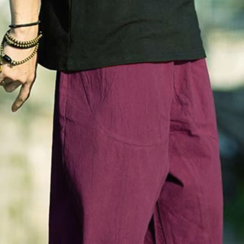 Pantaloni da uomo estivi con pieghe, coulisse e tasche, modello 7-8, con stampa Buddha Stones. - image 28