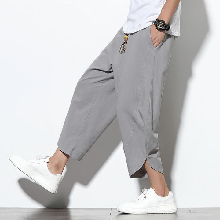 Pantaloni harem da uomo casual estivi con coulisse, lunghezza 7-8, con tasche, con stampa Buddha Stones. - image 7