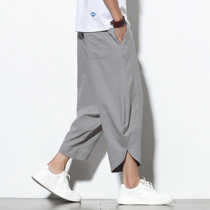 Pantaloni harem da uomo casual estivi con coulisse, lunghezza 7-8, con tasche, con stampa Buddha Stones. - image 4