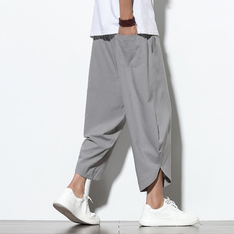 Pantaloni harem da uomo casual estivi con coulisse, lunghezza 7-8, con tasche, con stampa Buddha Stones. - image 2
