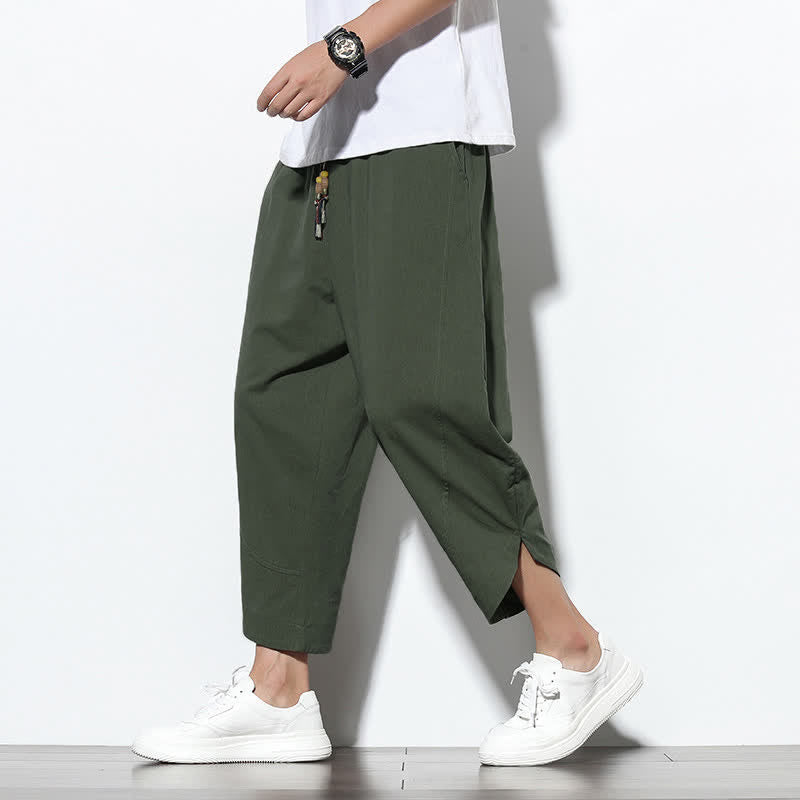 Pantaloni harem da uomo casual estivi con coulisse, lunghezza 7-8, con tasche, con stampa Buddha Stones. - image 31