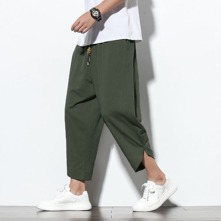Pantaloni harem da uomo casual estivi con coulisse, lunghezza 7-8, con tasche, con stampa Buddha Stones. - image 31