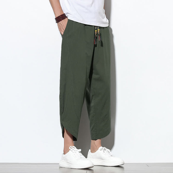 Pantaloni harem da uomo casual estivi con coulisse, lunghezza 7-8, con tasche, con stampa Buddha Stones. - image 32